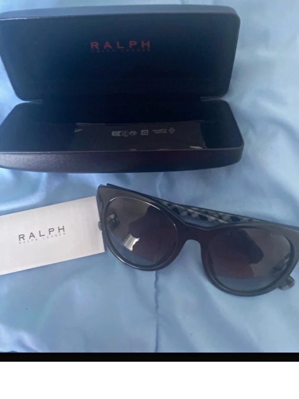 Ralph Lauren Black Cat-Eye Women's Sunglasses with new Tortoise-Pattern Temples